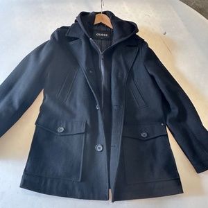 Men’s sportswear: Wool coat with hood